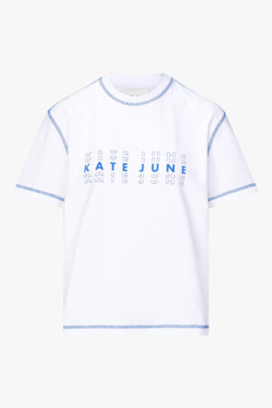THE OVERSIZED LOGO TEE WHITE (with blue)