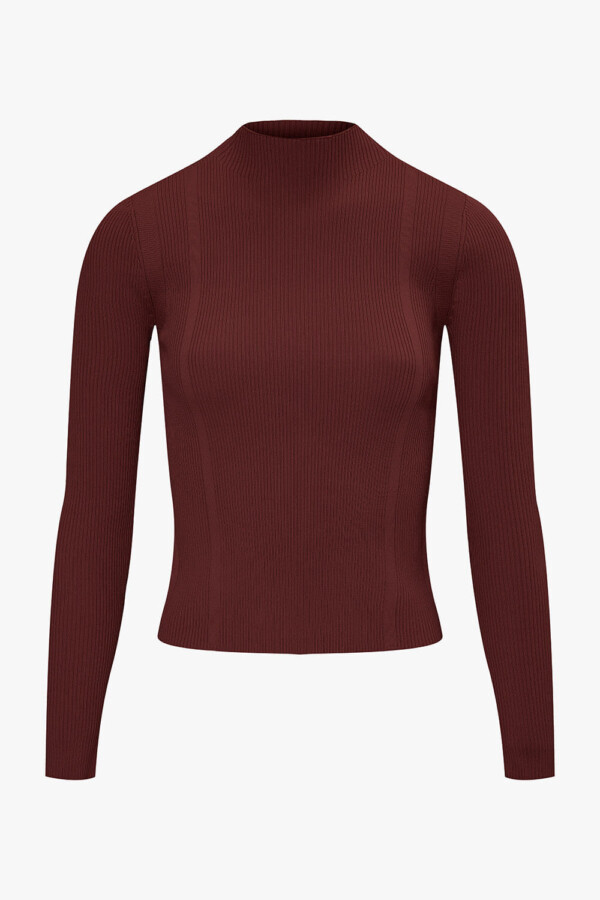 THE KNITTED AJOUR TOP BROWN